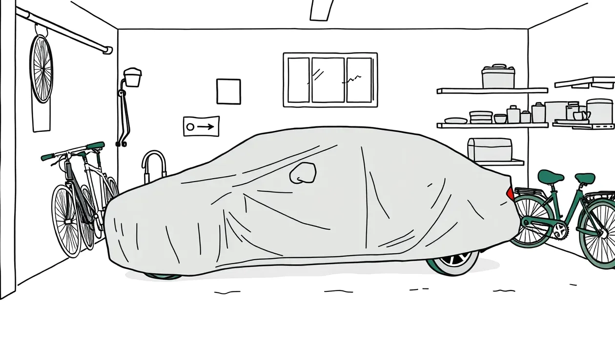 Odstavený osobný automobil zaparkovaný v súkromnej uzatvorenej garáži